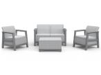 Szary zestaw ogrodowy dla 4 osób ze skrzynią Scandi Linea