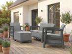 Szary zestaw ogrodowy dla 4 osób ze skrzynią Scandi Linea