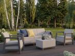 Szary zestaw ogrodowy dla 5 osób sofa, fotele, skrzynia Scandi Linea