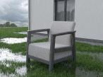 Szary zestaw ogrodowy dla 5 osób sofa, fotele, skrzynia Scandi Linea