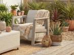 Beżowy zestaw ogrodowy dla 5 osób ze skrzynią Scandi Linea imitacja juty