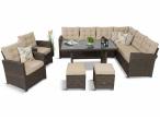 Zestaw ogrodowy narożnik z fotelami i stołem technorattan Cofete Brown Cofete 2.0