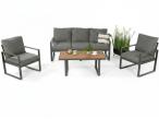 Nowoczesne meble na taras - zestaw z sofą i fotelami - Panaon Dining Grey Teak