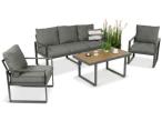 Nowoczesne meble na taras - zestaw z sofą i fotelami - Panaon Dining Grey Teak