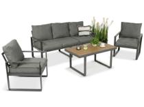 Nowoczesne meble na taras - zestaw z sofą i fotelami - Panaon Dining Grey Teak