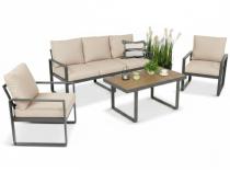 Zestaw mebli tarasowych - sofa 175cm, 2 fotele, stolik kawowy - Panaon Dining LB Teak