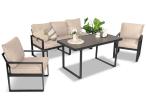 Zestaw mebli tarasowych - sofa 175cm, 2 fotele, stolik szklany blat - Panaon Dining Elite Light Beige