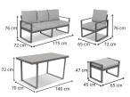 Zestaw mebli tarasowych - sofa 175cm, 2 fotele, 2 pufy, stolik szklany blat - Panaon Elite Plus Light Beige