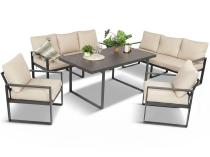 Meble na taras dla 8 osób ze stołem 160 cm ze szklanym blatem - Panaon Grande Elite LB