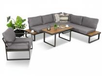 Szary narożnik tarasowy 220x220cm z fotelem - Panaon Corner - Grey Teak