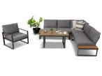 Szary narożnik tarasowy 220x220cm z fotelem - Panaon Corner - Grey Teak