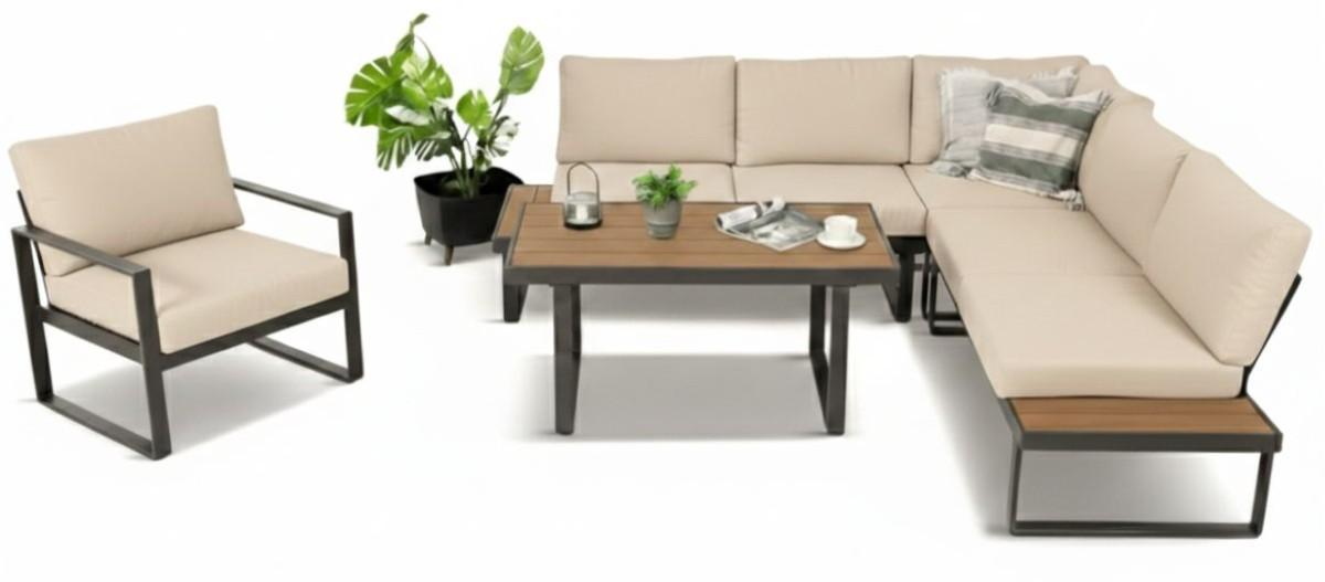 Panaon Corner w zestawie z fotelem i stolikiem kawowym