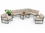 Zestaw ogrodowy modułowy z fotelami Panaon Corner XL Light Beige Teak