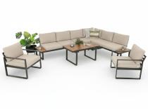 Zestaw ogrodowy modułowy z fotelami Panaon Corner XL Light Beige Teak