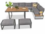 Szary modułowy narożnik na taras 280x220cm z wysokim stołem Panaon Grey Teak