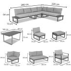 Metalowy narożnik ogrodowy 280x220cm ze stołem obiadowym i fotelem Panaon GG