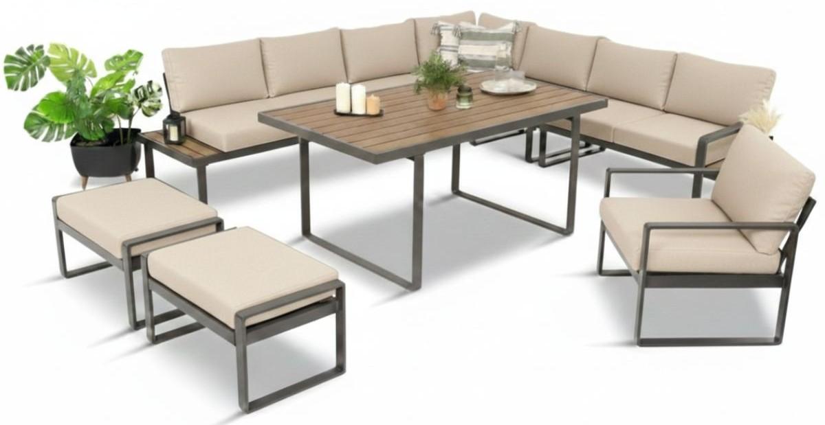 Narożnik Panaon z fotelem i pufami