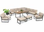 Zestaw mebli ogrodowych dla 10 osób z modułowym narożnikiem 280x280cm Panaon Corner XXL Light Beige Teak