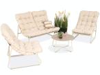 Nowoczesne meble na mały taras z sofą loveseat i stolikiem dla 4 osób - Aurea Cream