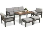 Aluminiowe meble na taras z pufami i stołem obiadowym 160 cm Calamba Dining - Light Grey
