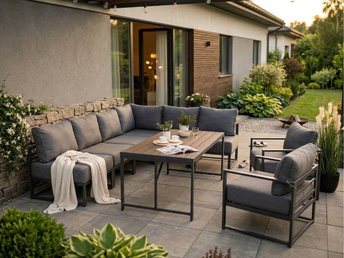 Trapeno 6 elementów meble ogrodowe modułowe - wizualizacja