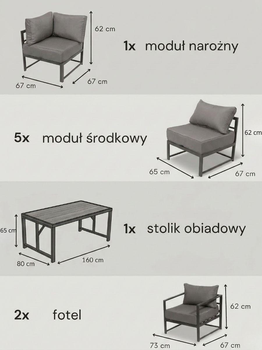 Trapeno 6 elementów meble ogrodowe modułowe