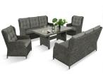 Zestaw mebli technorattanowych dla 8 osób z dwiema sofami i dużym stołem - Antracite