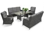Zestaw mebli technorattanowych dla 8 osób z dwiema sofami i dużym stołem - Antracite