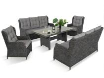 Zestaw mebli technorattanowych dla 8 osób z dwiema sofami i dużym stołem - Antracite