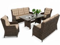 Meble ogrodowe premium technorattan - 2 sofy i duży stół obiadowy Fiorento Brown