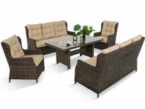 Meble ogrodowe premium technorattan - 2 sofy i duży stół obiadowy Fiorento Brown