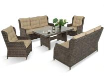 Meble ogrodowe premium technorattan - 2 sofy i duży stół obiadowy Fiorento Brown