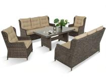 Meble ogrodowe premium technorattan - 2 sofy i duży stół obiadowy Fiorento Brown