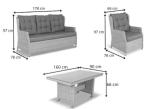 Eleganckie meble technorattanowe dla 8 osób - 2 sofy, 2 fotele i duży stół - Beige