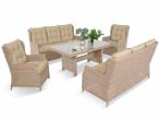Eleganckie meble technorattanowe dla 8 osób - 2 sofy, 2 fotele i duży stół - Beige