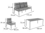 Metalowe meble na taras dla 8 osób z sofami 175cm i wysokim stołem Doros Grande - Cream