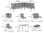 Nowoczesny narożnik ogrodowy wysokie oparcia z fotelami, pufami i stołem obiadowym 160cm Doros Corner XL - White