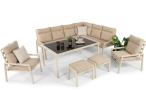 Duży zestaw mebli na taras dla 10 osób z narożnikiem i stołem obiadowym 160cm Doros Corner XL - Cream