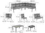 Narożnik na taras z wysokim oparciem, stół 160cm i 2 pufy - Doros Corner XL - Cream