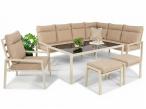 Nowoczesne meble ogrodowe z wysokim oparciem - modułowy narożnik 184x239cm i fotel - Doros Corner XL - Cream