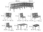 Komplet mebli tarasowych dla 10 osób - narożnik, fotel i pufy - Doros Corner XXL - Cream