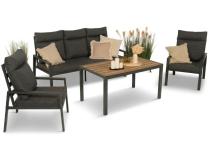 Grafitowy komplet mebli metalowych do ogrodu z sofą 175cm Doros Dining Polywood