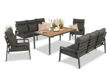 Metalowy zestaw z wysokim oparciem na taras dla 8 osób Doros Grande - Polywood Dark Grey