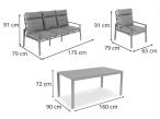 Meble tarasowe wysokie oparcia metalowe z sofami 175cm i wysokim stołem Doros Grande - Polywood Cream