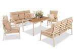Meble tarasowe wysokie oparcia metalowe z sofami 175cm i wysokim stołem Doros Grande - Polywood Cream