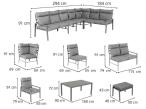 Duży narożnik na taras ze stołem obiadowym fotelami i pufami Doros Corner XXL - Polywood Cream