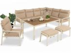 Nowoczesne meble ogrodowe - modułowy narożnik 184x239cm i fotel - Doros Corner XL - Polywood Cream