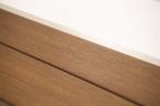 Nowoczesne meble ogrodowe - modułowy narożnik 184x239cm i fotel - Doros Corner XL - Polywood Cream