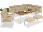 Narożnik ogrodowy z fotelami i pufami Doros Corner XL - Polywood Cream