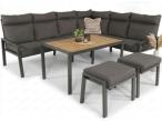 Komplet mebli na taras ze stołem polywood - narożnik Doros 184x239cm, 2 pufy, stół 120cm